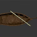 Traditional Wooden Boat With Mast Hanging Lanterns Seats And Wooden Structure