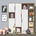 Modern Decorative Cabinet With Open Compartments Mini House Models Books Plush Toys And Wall Art