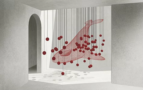Whale Abstract Art Combination Hanging 3d model