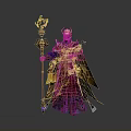 Fantasy Character In Elaborate Purple Red Attire Holding Ornate Staff And Scroll
