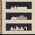 Modern Three Tiered Fireplace With Lit White Candles And Wood Log Decor