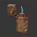 Open Metallic Lighter with Blue Flame and Vintage Design for Daily Household Use