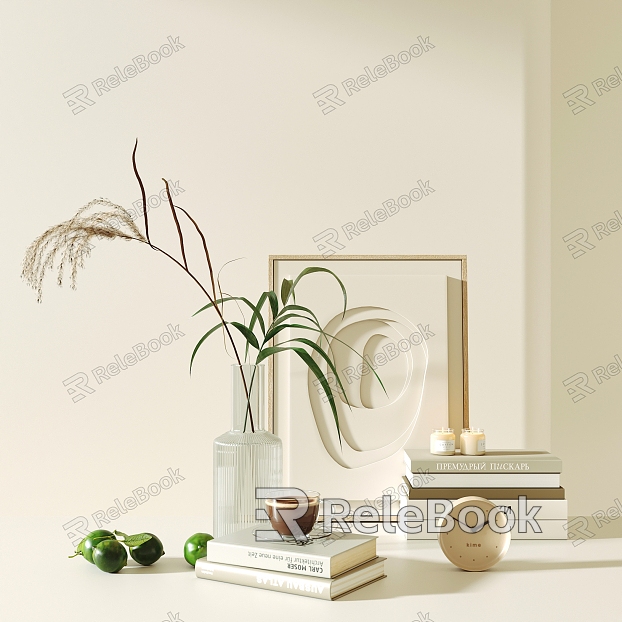 Vase floral decorative ornaments combination model