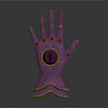 Elaborate Purple Decorative Glove With Golden Trims And Central Gemstone Design