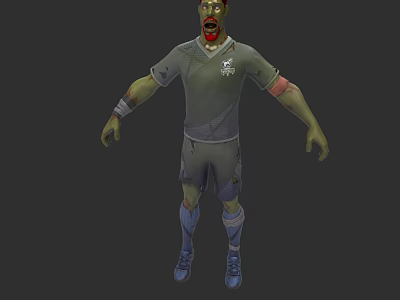 Game Movie Character Zombie With Green Skin Wearing Sports Uniform Bloodstains And Bandages On Body 3d model