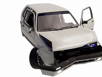 White Car With Open Doors And Detailed Front Body Design Structure Features 3d model