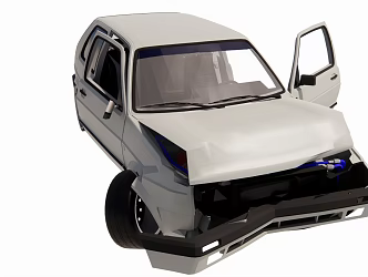 Crashed golf cart 3d model