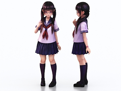 Schoolgirl Girl Cartoon Girl Little Girl Pupil 3d model