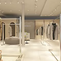Modern Clothing Store Interior With Clothes Racks Model Poster And Floor Decor Elements 3d model