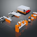 Industrial Processing Machinery Set With White And Orange Components And Multiple Units