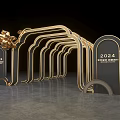 2024 Modern Golden Arch Decorative Entrance With Leaf Design Elements 3d model