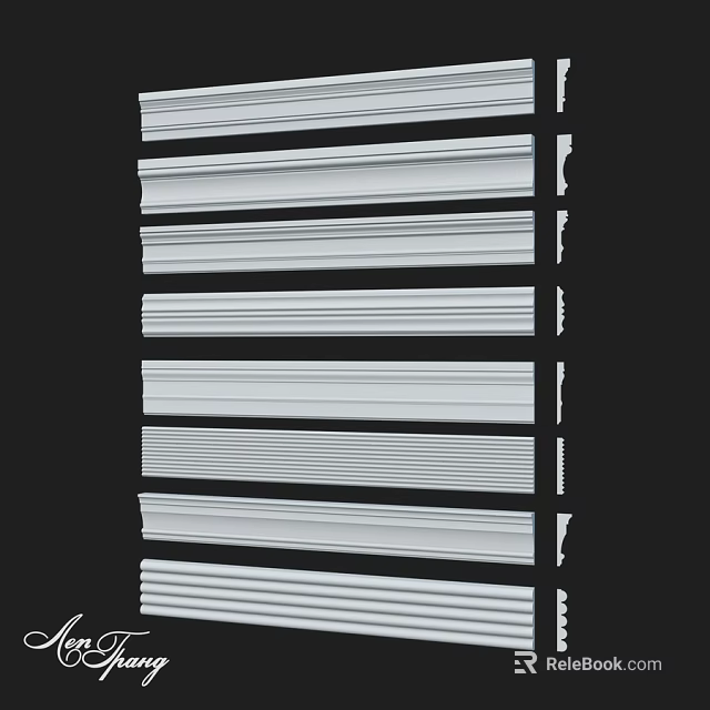 Various Decorative Molding Components With Different Patterns For Interior Design 3d model 