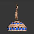 Exquisite Peacock Design Jewelry With Orange Body Blue Gemstones And Layered Decorative Base