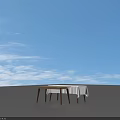 Two Different Style Dining Tables Featuring Brown Wooden And White Striped Tablecloth On Gray Background