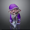 Purple Gnome Figurine With Long White Beard And Closed Eyes Decorative Ornament