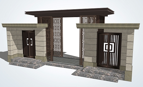 New Chinese Gate Entrance Gate 3d model