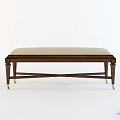 Classic Wooden Sofa Bench With Light Colored Padded Seat And Wheeled Legs