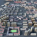 Urban City Building Complex With Various High Rise And Low Rise Structures 3d model