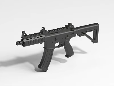 Modern Black Assault Rifle Featuring Tactical Rail Grip Magazine And Stock 3d model