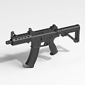 Modern Black Assault Rifle Featuring Tactical Rail Grip Magazine And Stock