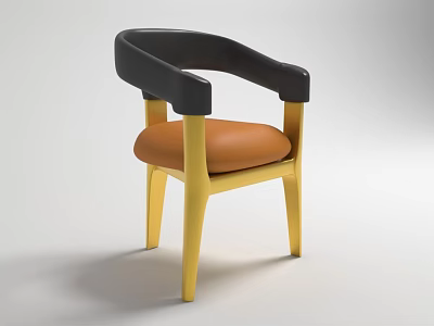 Modern Chair With Black Armrests Orange Seat Cushion And Yellow Legs 3d model