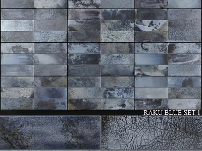 Raku Blue Set Tiles For Modern Wall Decoration And Interior Design 3d model