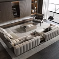 Modern Living Room Interior Design With Sectional Sofa Coffee Table And Floor Lamp 3d model