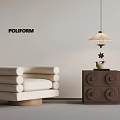 Modern POLIFORM Interior With White Sofa Brown Cabinet And Pendant Lamp 3d model