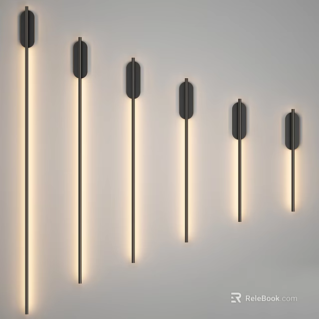 Modern Wall Lamps With Sleek Black Design Mounted On White Wall And Warm Illumination 3d model 
