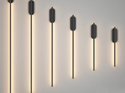 Modern Wall Lamps With Sleek Black Design Mounted On White Wall And Warm Illumination 3d model