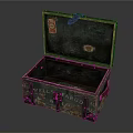 Vintage Open Luggage Trunk With Weathered PARGO TELL Labels And Old Design