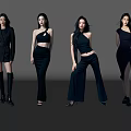 Stylish Women Posing in Black Outfits with Different Fashion Styles