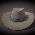 Classic Stylish Gray Western Hat With Wide Brim And Riveted Band