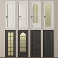 Various Interior Door Designs With White Black Glass Panel And Arch Styles 3d model