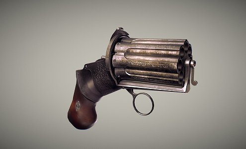 Retro Pistol Revolver 3d model