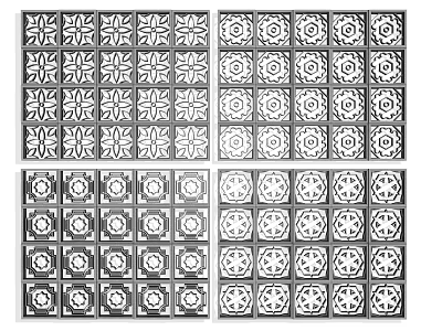 Architectural Decorative Panels Featuring Diverse Intricate Square Patterns And Designs 3d model