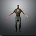 3D Male Character Model Wearing Green Shirt Pants And Brown Boots Standing With Open Arms