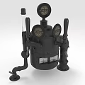 Vintage Black Mechanical Equipment With Gauges Knobs Pipes And Control Panel