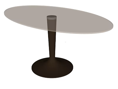 Modern Minimalist Dining Table With Oval Light Colored Top And Dark Brown Base 3d model