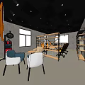 Modern Conference Room Interior With Meeting Tables Comfortable Chairs And Bookshelves