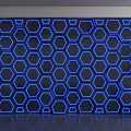 Modern Accent Wall With Illuminated Blue Hexagons 3d model