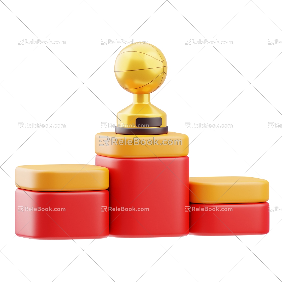 Trophy podium cartoon trophy 3d model