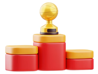 Elegant Decorative Ornament Set with Golden Basketball Figurine Red Cylindrical Containers and Yellow Lids 3d model