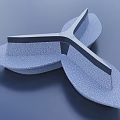Modern Geometric Sculpture With Gray Textured Leaves And Metallic Cross Structure