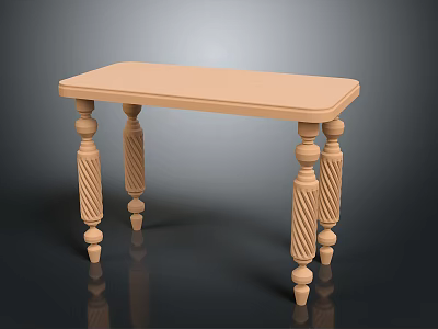 Classic Light Wooden Table With Twisted Carved Legs And Bulbous Decorations 3d model