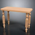Classic Light Wooden Table With Twisted Carved Legs And Bulbous Decorations