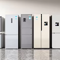 Modern Refrigerators Freezers In Various Styles And Different Colors For Kitchen Use 3d model