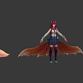 Game Fantasy Character Red Haired Female With Flaming Nine Tails Ornate Armor And Dynamic Pose