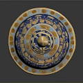 Blue and Gold Carved Sculpture with Ornate Lid and Intricate Floral Patterns