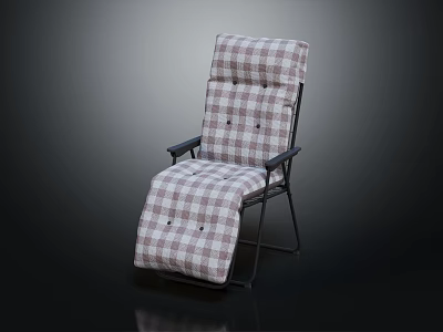 Soft Plaid Pattern Reclining Chair With Metal Frame For Comfortable Indoor Seating 3d model